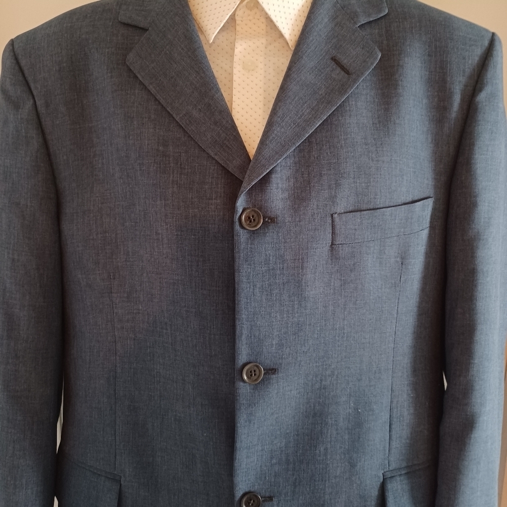 Mediterranea Men's Blue Suit, Retro Style, Made in Italy, 42L / 34x30 - Picture 3 of 10
